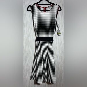Danny & Nicole Black and White Striped Midi Dress